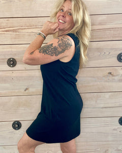Black V-Neck Mini Tank Dress