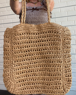 Straw Braided Beach Tote Bag