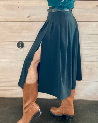 Tea Time Pleated Belted Midi Skirt