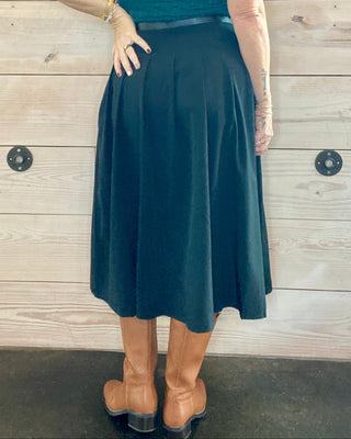 Tea Time Pleated Belted Midi Skirt