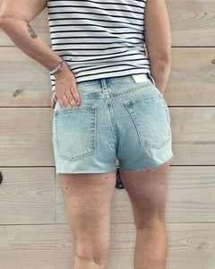 Classic High Rise Denim Shorts in Faded Indigo