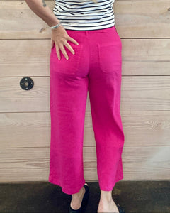 Topaz Linen Wide Leg Pants in Fuchsia