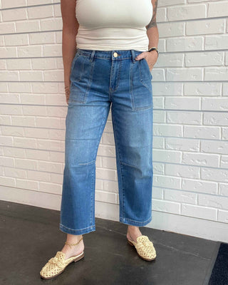 Ashton Dark Wash High Rise Barrel Ankle Jeans