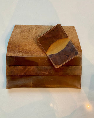 Jules Brown Leather Hand Strap Clutch | Card Wallet Included