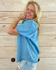 Chambray Button Down Top
