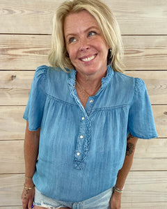 Chambray Button Down Top