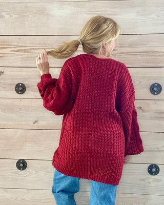 Aziel Scarlet Duster Cardigan