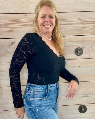 Nightfall Lace Black Bodysuit