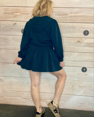 Jet Setter Black Hoodie Skort Dress