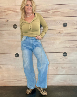 Straight Leg Denim Jeans