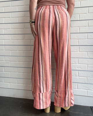 Day's End Linen Striped Pull-On Pants