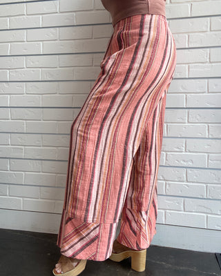 Day's End Linen Striped Pull-On Pants