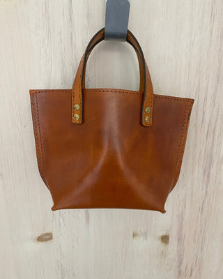 Handmade Leather Tote Bag | Structured Mini Tote in Genuine Leather