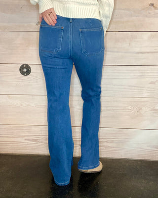 Ana Front Patch Pocket High Rise Flare Jeans
