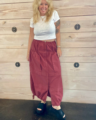 Eloise Maxi Skirt in Maroon