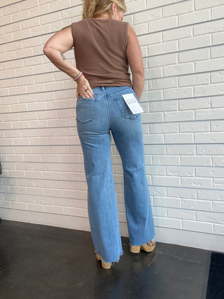 Far Out Right On High Rise Wide Leg Jeans