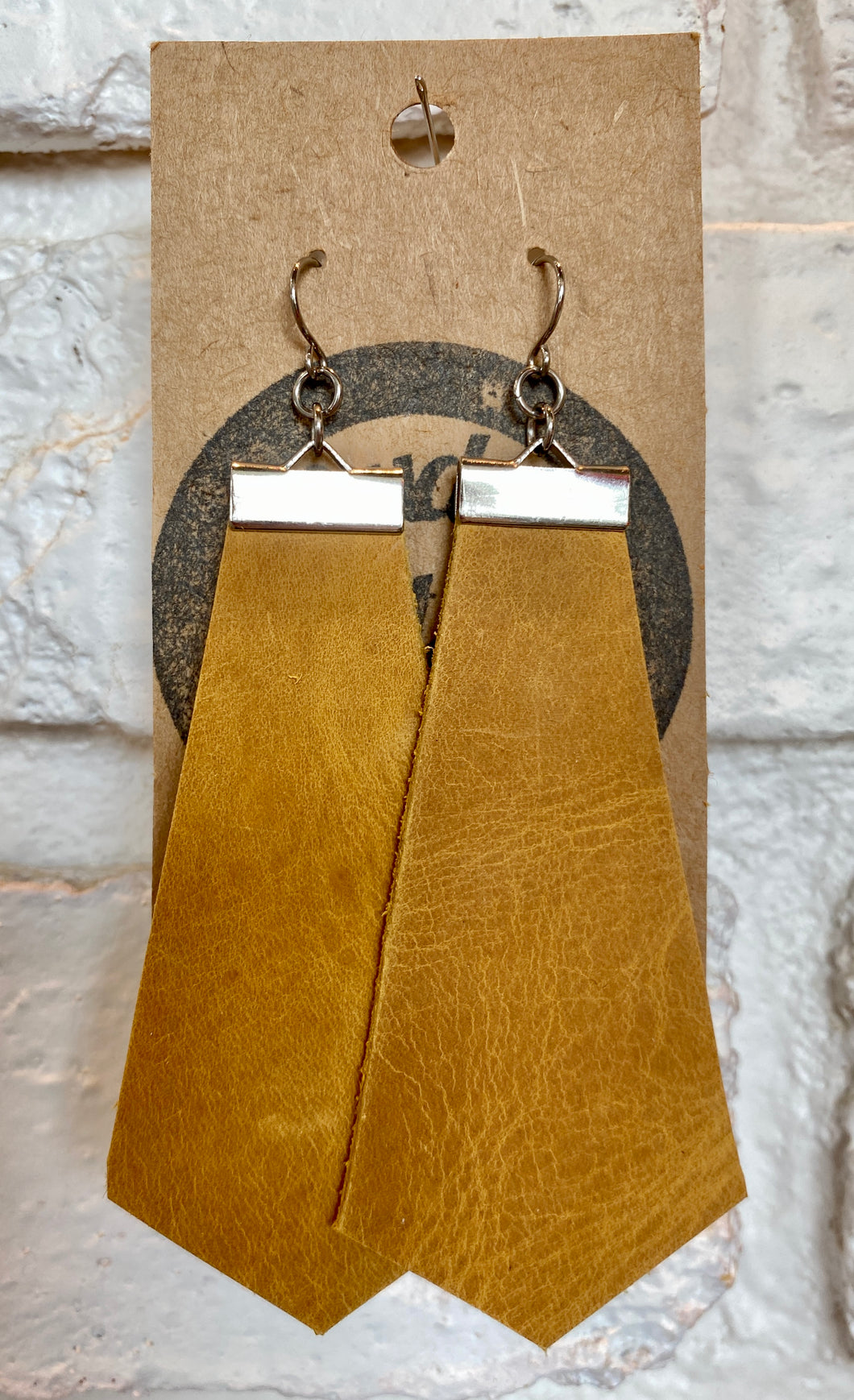 Long Honey Leather Earrings