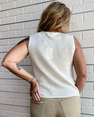 Syd Linen Blend Button Front Sweater Vest