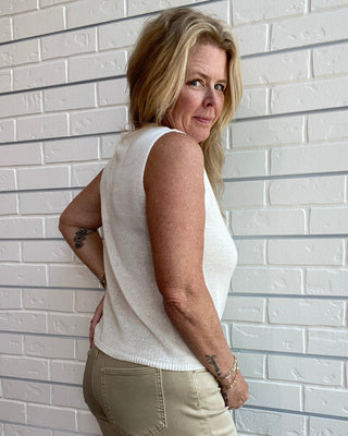 Syd Linen Blend Button Front Sweater Vest