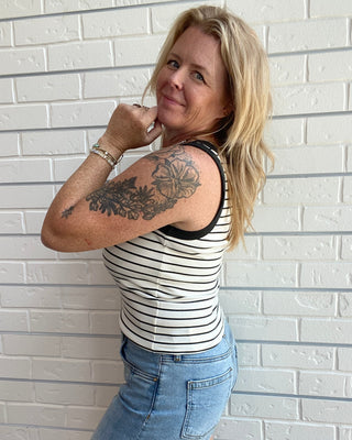 Striped Ribbed Scoop Neck Tank Top