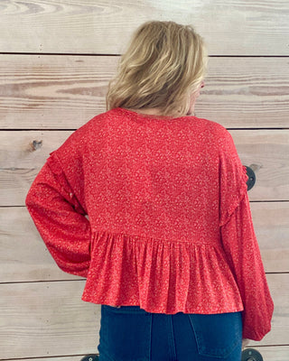 Hudsyn Ruffle Shoulder Button-Down Blouse