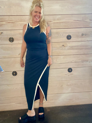 Contrast Edge Midi Skirt