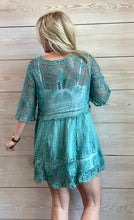 Load image into Gallery viewer, Teal Lace Cover Up Dress