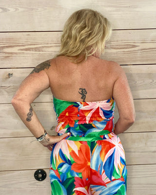 Tropical Floral Smocked Tube Top