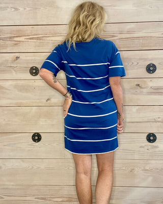 Blue & White Striped Tee Dress