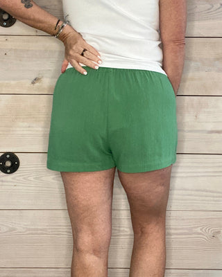 Relaxed Green Linen Shorts