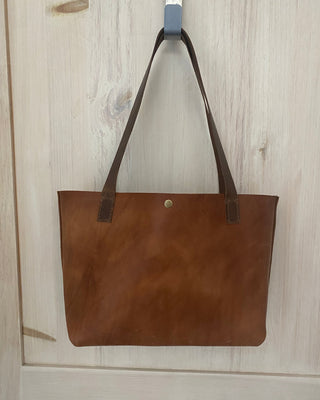 Handmade Brown Leather Tote – Raw & Refined