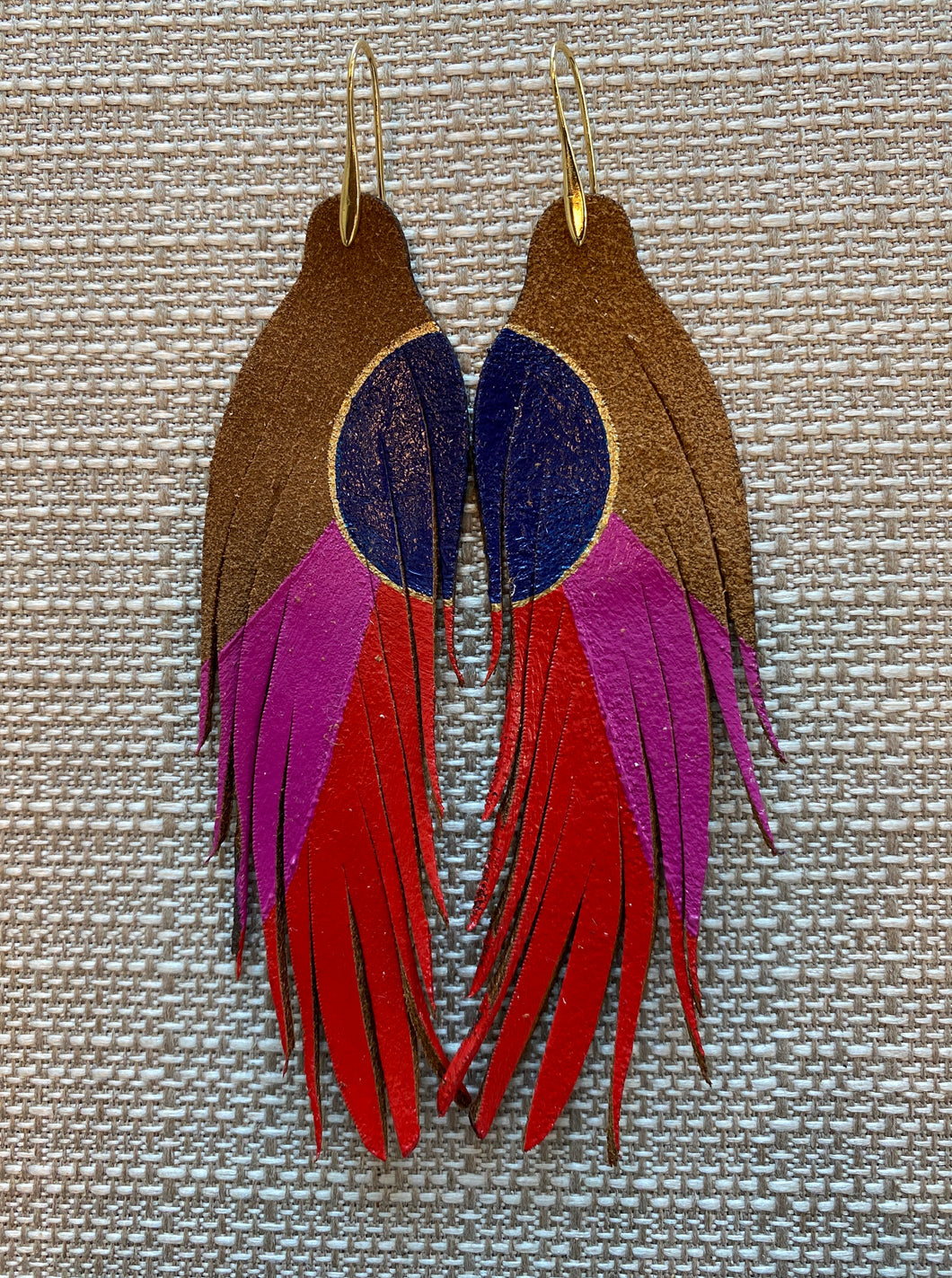 Short Stained Glass Feather Earrings