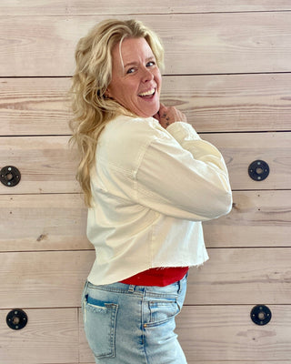 Cream Drop Shoulder Jacket
