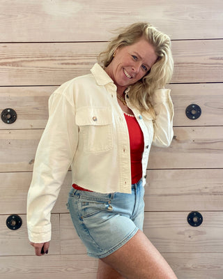Cream Drop Shoulder Jacket