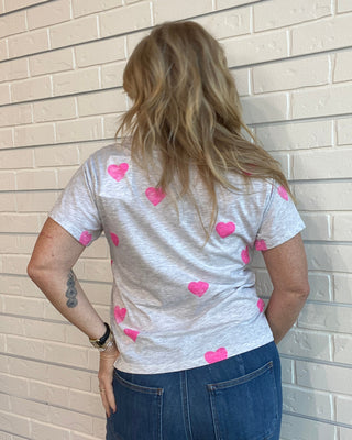 Pink Hearts Slouchy Graphic Tee