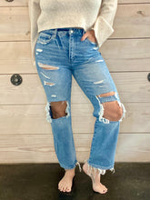 Load image into Gallery viewer, Brighten Mid Rise Distressed Straight Jeans