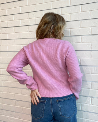 Medina Cozy Rib Pink Cardigan