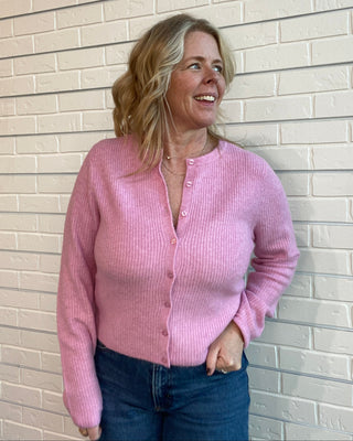 Medina Cozy Rib Pink Cardigan