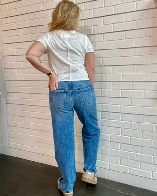 Snazzy Side Shadow Straight Leg Jeans