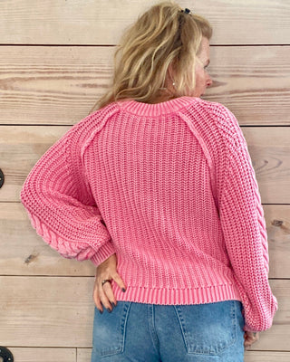 Frankie Pink Cable Knit Sweater