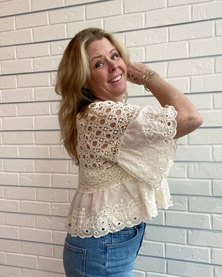 Delilah Crochet Floral Eyelet Top