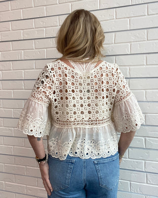 Delilah Crochet Floral Eyelet Top