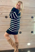 Load image into Gallery viewer, Fin Stripe Turtleneck Sweater Mini Dress