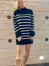 Load image into Gallery viewer, Fin Stripe Turtleneck Sweater Mini Dress