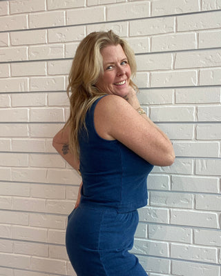 Sloane V-Neck Knit Denim Tank Top