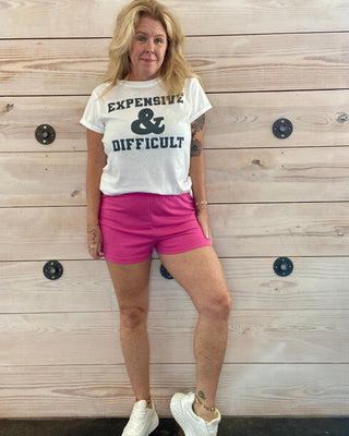 Pull-On Pink Terry Shorts