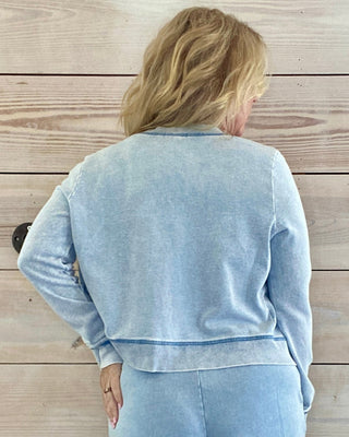 Mineral Wash Knit Denim Cardigan
