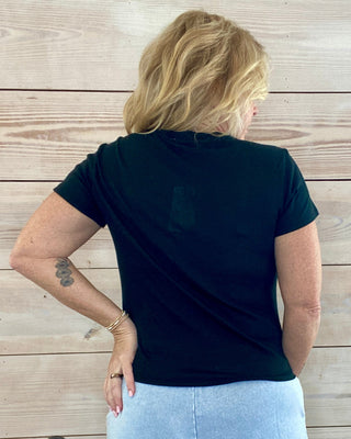 Soft Washed Seam Detail Tee in Black