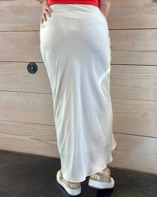 Europa Luxe Sheen Cream Midi Skirt