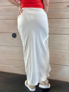 Europa Luxe Sheen Cream Midi Skirt